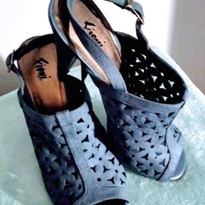 Light blue open toe shoes